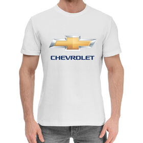 Мужская хлопковая футболка с принтом Chevrolet в Новосибирске,  |  | 
