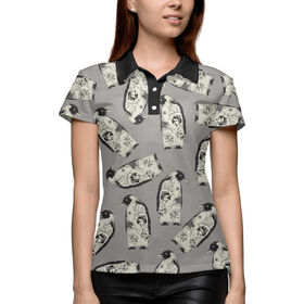 Женская рубашка поло 3D с принтом Татуированные пингвины в Кировске,  |  | 