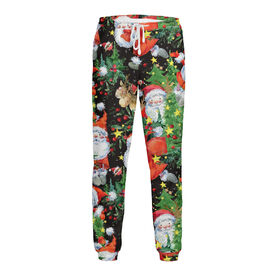 Мужские спортивные штаны с принтом Деды Морозы в Екатеринбурге,  |  | Тематика изображения на принте: 