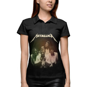 Женская рубашка поло 3D с принтом Metallica в Санкт-Петербурге,  |  | 