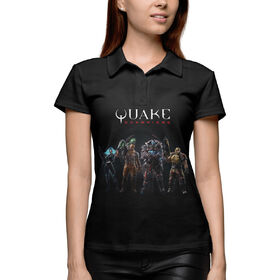 Женская рубашка поло 3D с принтом Quake Champions в Екатеринбурге,  |  | 