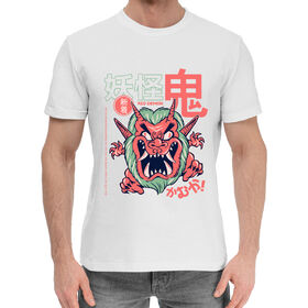 Мужская хлопковая футболка с принтом Oni Demon Yokai ,  |  | 