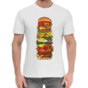 Мужская хлопковая футболка с принтом Большой гамбургер в Санкт-Петербурге,  |  | 