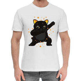 Мужская хлопковая футболка с принтом Cat в Кировске,  |  | 